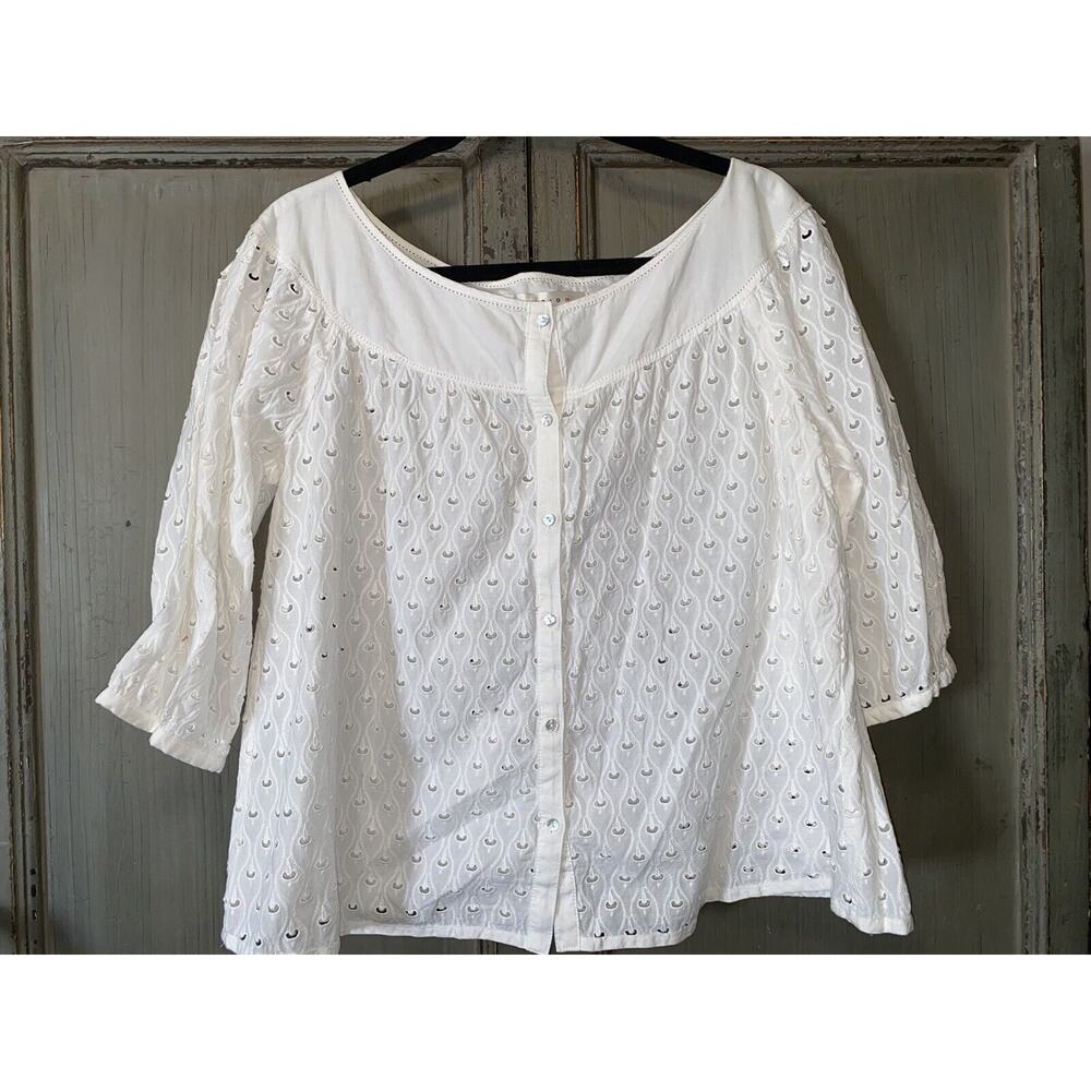 COPY - Studio M Bohemian Boho White Cotton Lace Top Large L